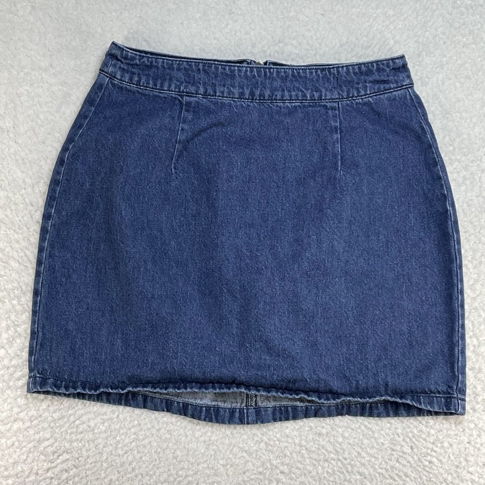 Old Navy Women's US Size 2 Denim Cotton Blue Jean Skirt Zip Up 26x15